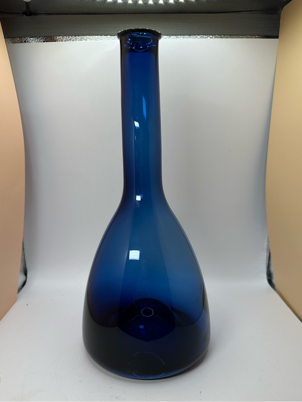 Vintage IKEA Holmegaard Blue Glass Vase – Scandinavian Modern Art Glass